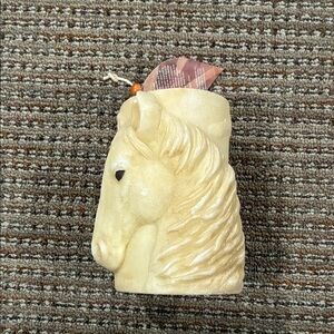 Vintage animal spirits Cream Horse Head Candle Never used. Small chip in ear